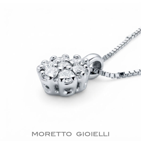 Pendente a Rosetta in Oro Bianco e Diamanti - 02